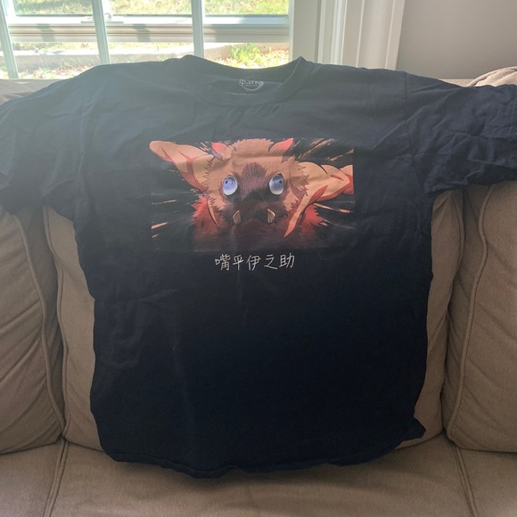 A demon slayer black anime shirt with inoske on it - Picture 1 of 4
